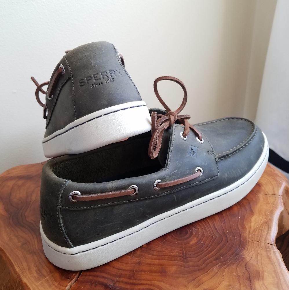 Dark green leather sperry loafers - Picture 3 of 4